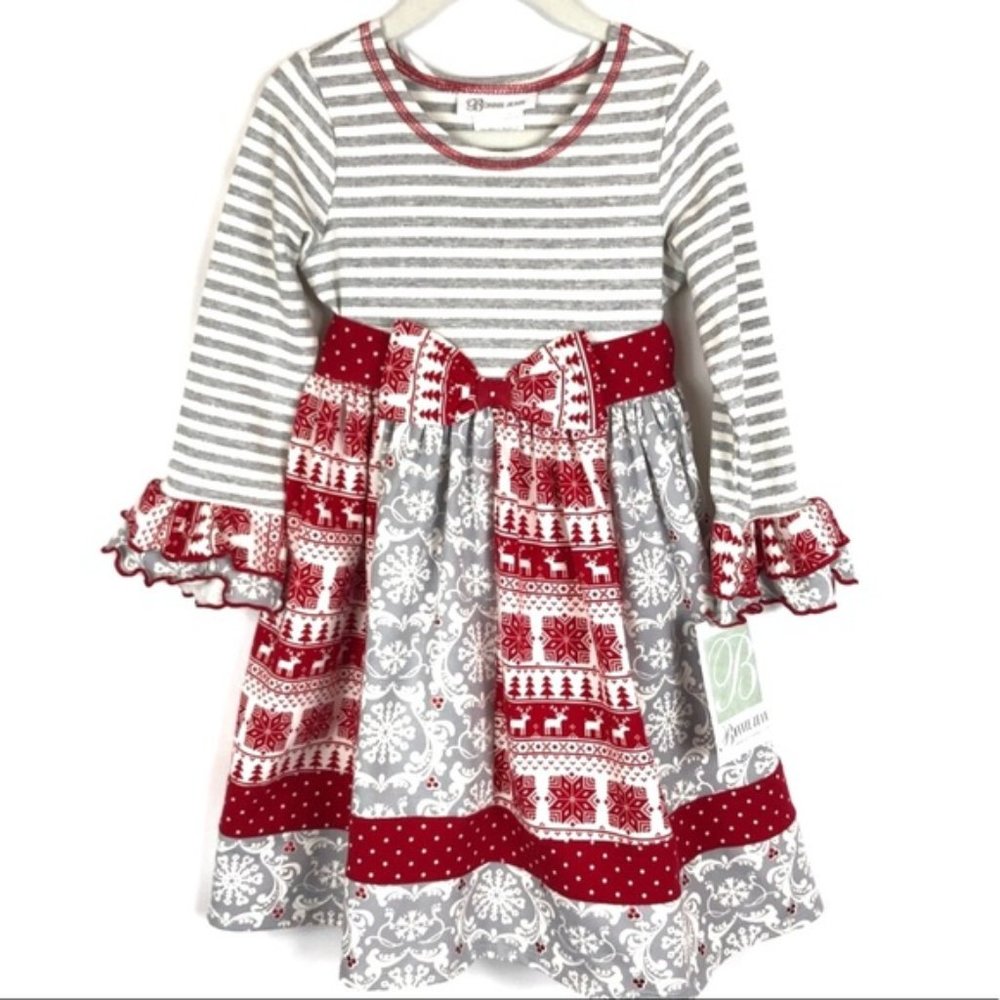 NWT Bonnie Jean Size 4 Striped Christmas Holiday Dress